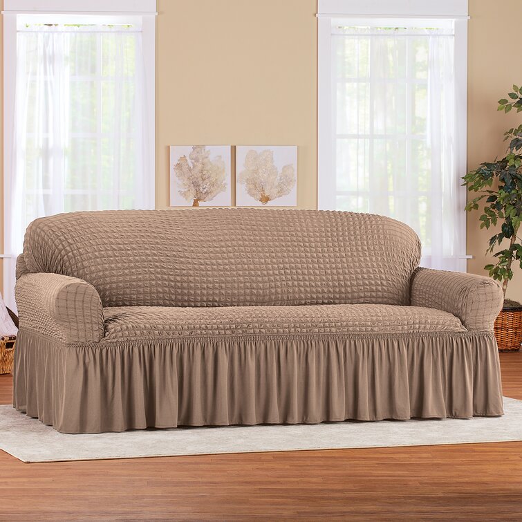 Ruffled cotton best sale sofa slipcover